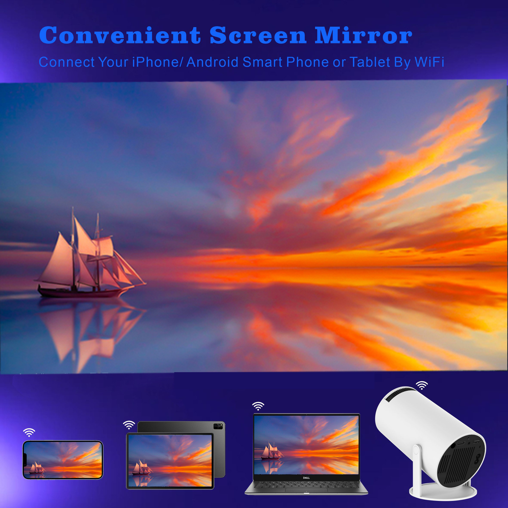 hy300pro projector home 4K portable LCD ultra-high-definition living room wall projection wireless screen factory wholesale price pic 7