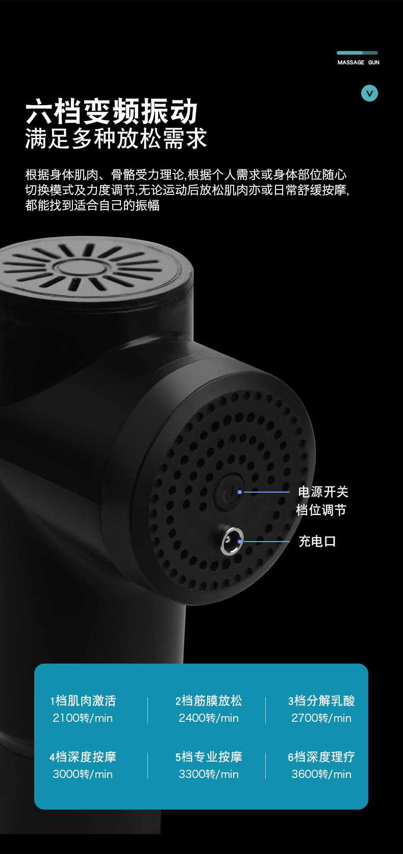 【 Manufacturer 】320 Universal Fascia Gun, Muscle Relaxation Electric Home Fitness Massage Gun, Export batch pic 7