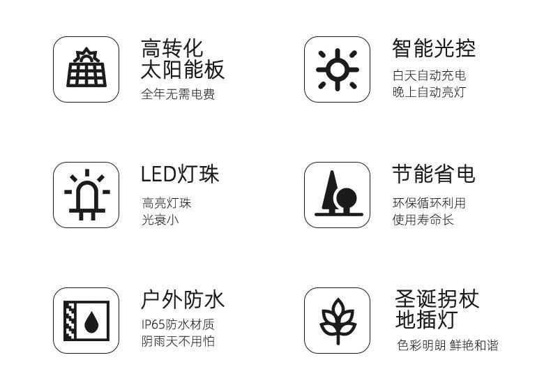 跨境爆款led糖果拐杖地插灯太阳能防水草坪灯庭院室外拐杖装饰灯详情7