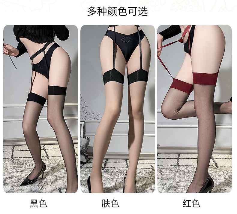 Romantic stockings, sexy halter one-piece stockings, pure desire to piece together hot girl stockings, nightclub dancing red edge black stockings pic 6