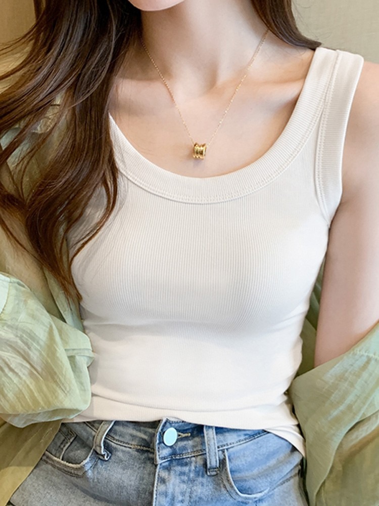 抖音爆款百搭防走光无袖内搭打底吊带背心女夏季修身显瘦外穿韩版 pic 14