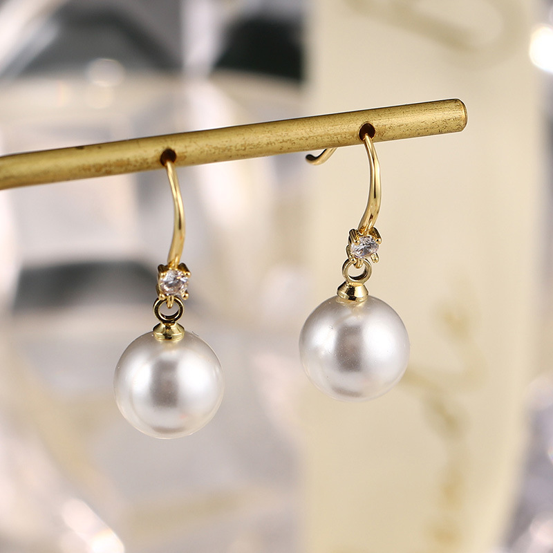 时尚高级感天然珍珠锆石耳环女花朵星星复古轻奢耳钉耳夹925银针详情31