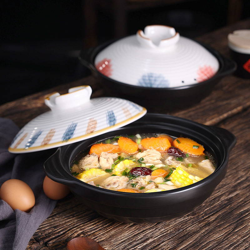 Ceramic hotel and restaurant gas stove special fish head pot clay pot commercial small flat bottom high-temperature resistant 煲仔饭 shallow pot pic 15