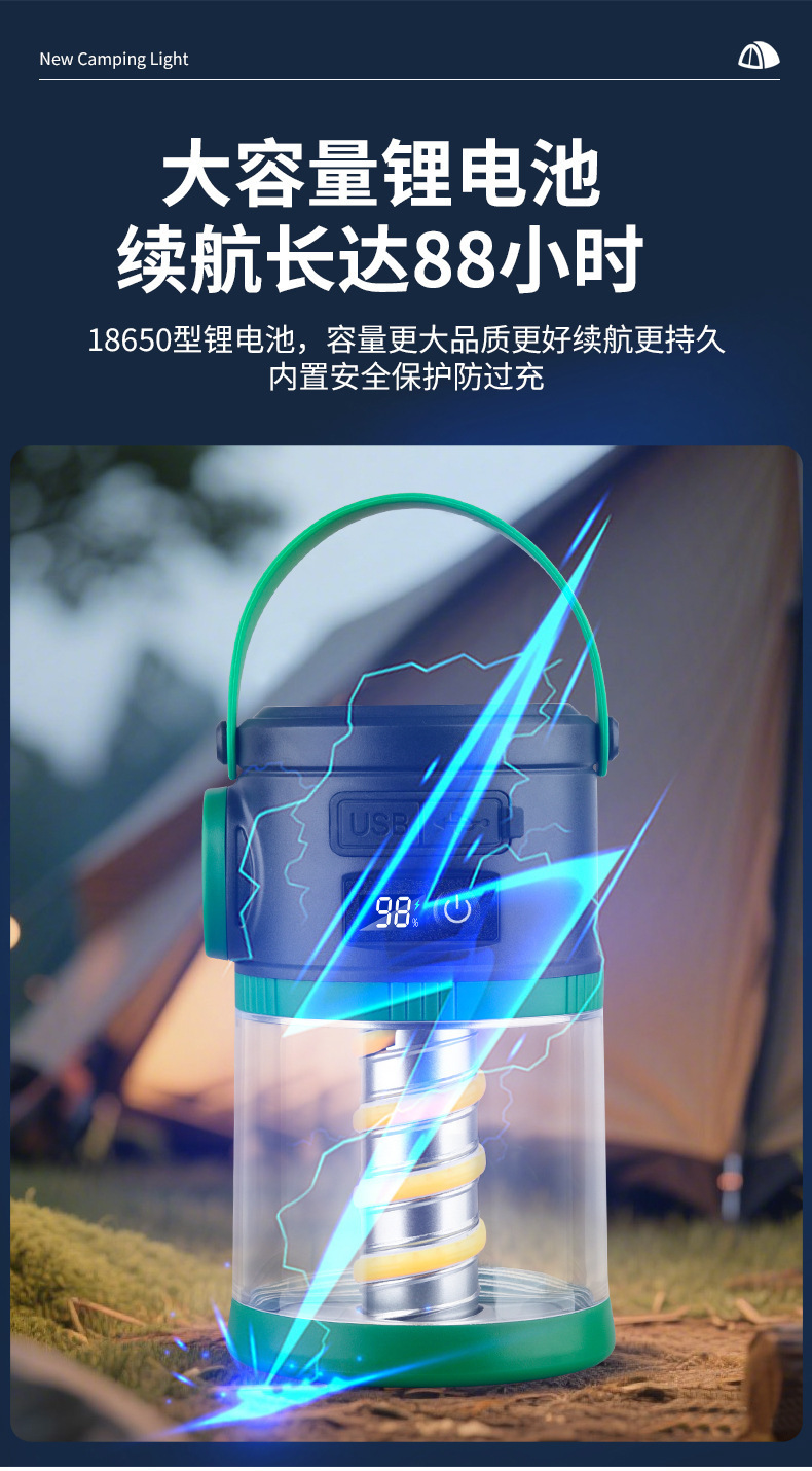 跨境数字电量显示家用太阳能灯驱蚊灯充电宝应急灯太阳能露营灯详情7