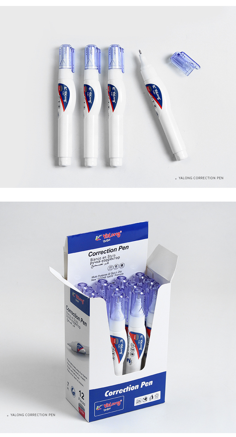 The new 2023 design of the Yalong Cross-border brand correction pen is sufficient for 7 milliliters of standard-sized correction fluid and is suitable pic 5