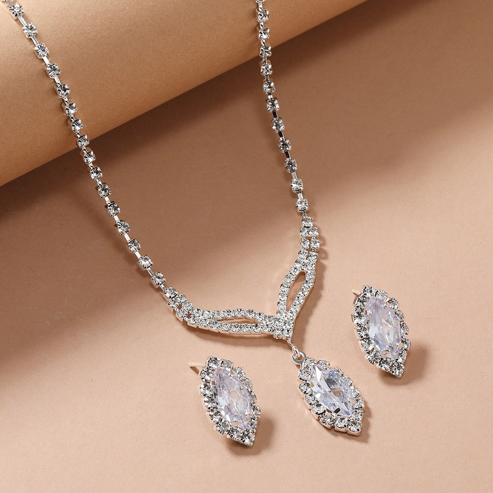 Nuevo producto explosiva novia europa y Estados Unidos cross-border jewelry wholesale/brilliant strass zircon angel tears drop collar ears pic 5