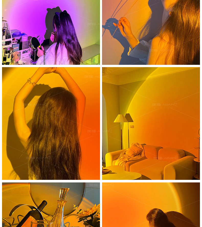 水波纹氛围灯日落灯网红客厅卧室情调落地灯直播间背景夕阳落日灯详情12