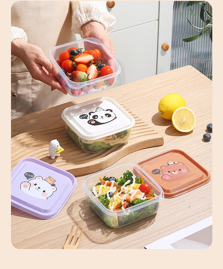 Caja de plástico de dibujos animados 3 piezas cocina refrigerador caja de almacenamiento de alimentos microondas caja de almuerzo caja de frutas pic 25