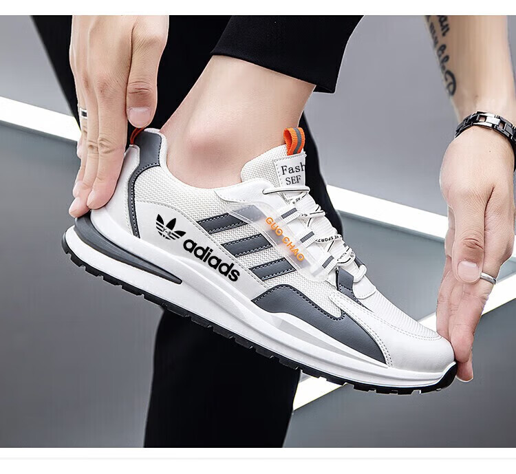 阿迪男鞋品牌特价网面透气运动休闲鞋男防滑耐磨秋季皮面旅游鞋男详情14
