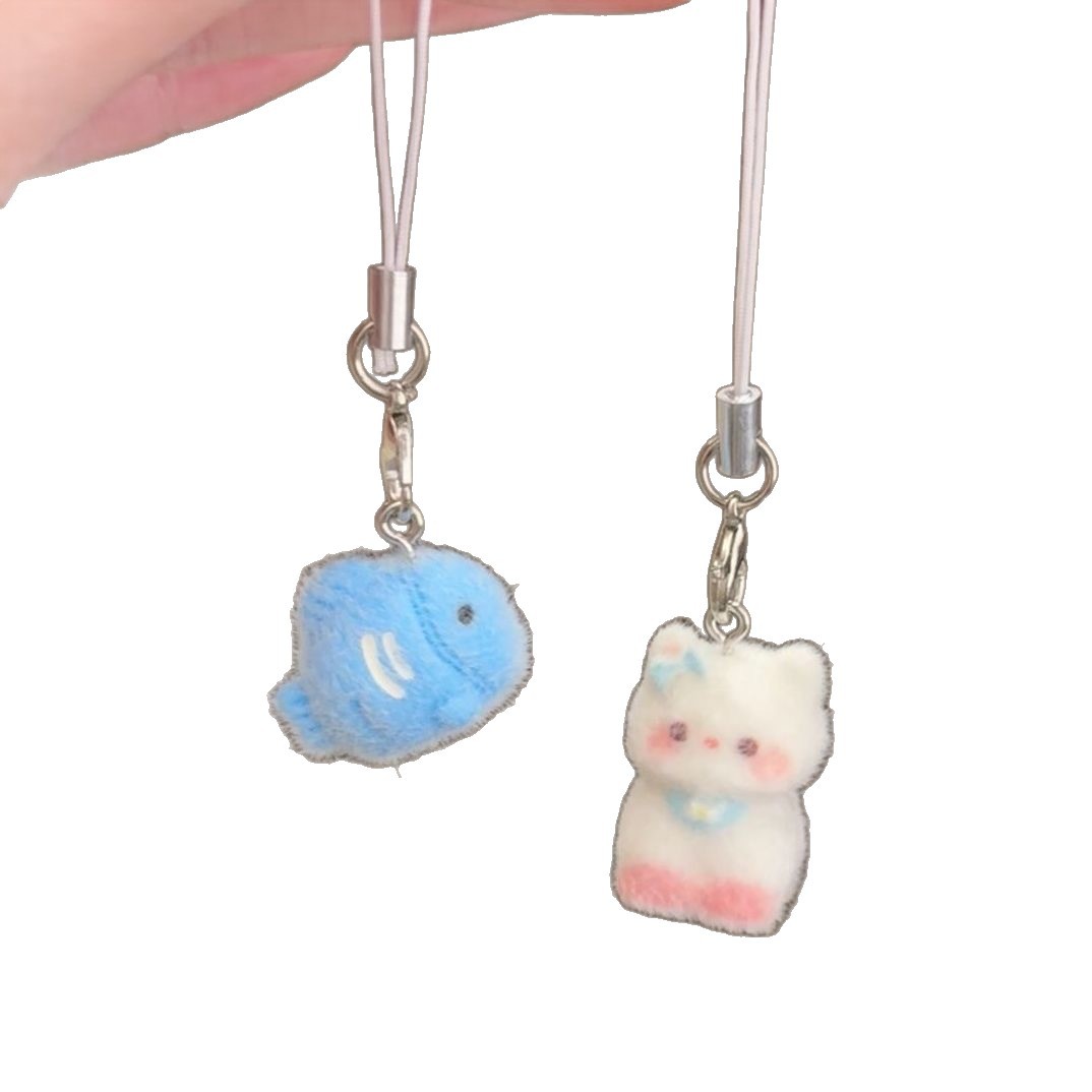 Star Person plush pendant, blue fish, white cat, cute little animal decorative gift pic 6
