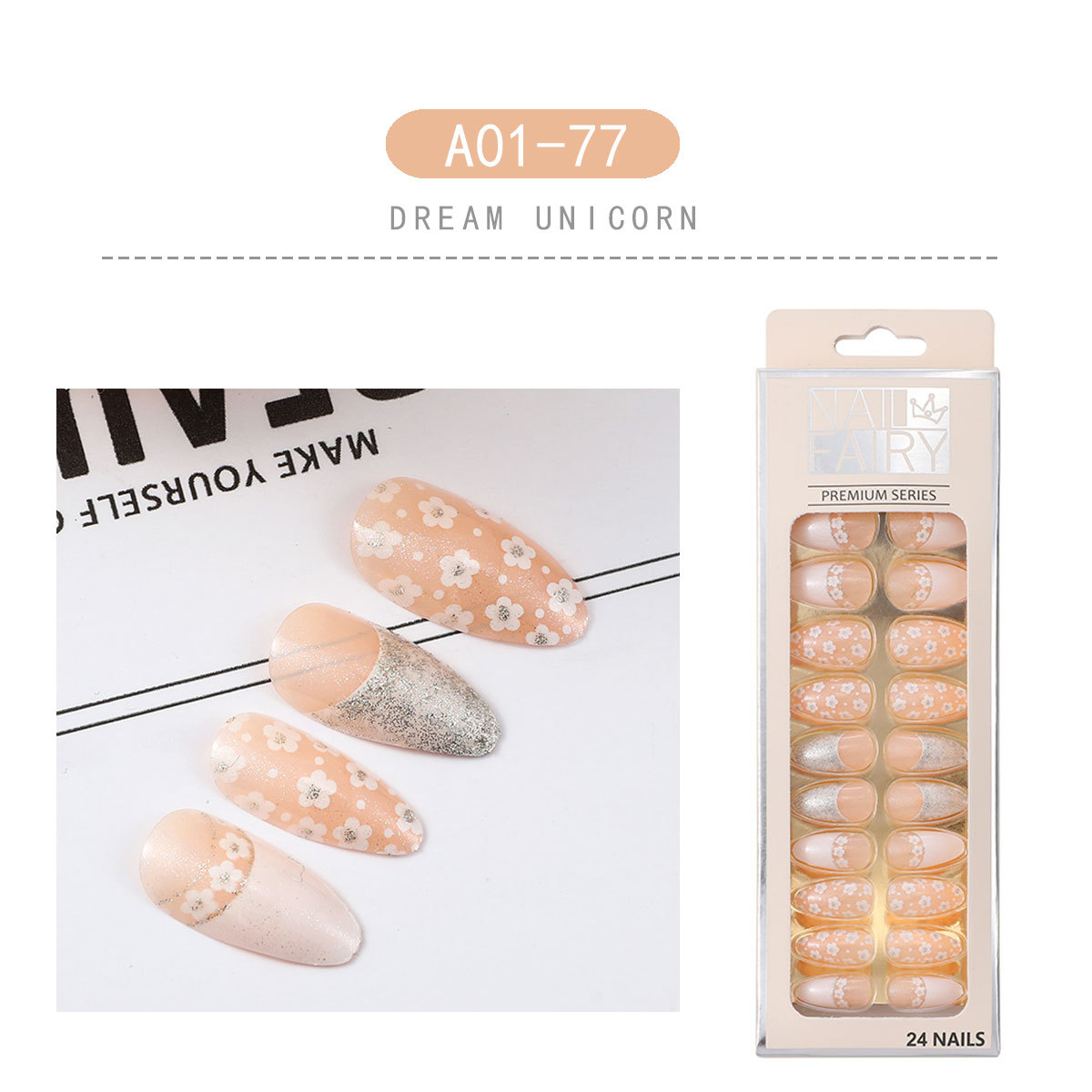 Cross-border fresh water drop nail nail patch finished nail patch detachable pointed nail wearable nail patch false nail pic 12