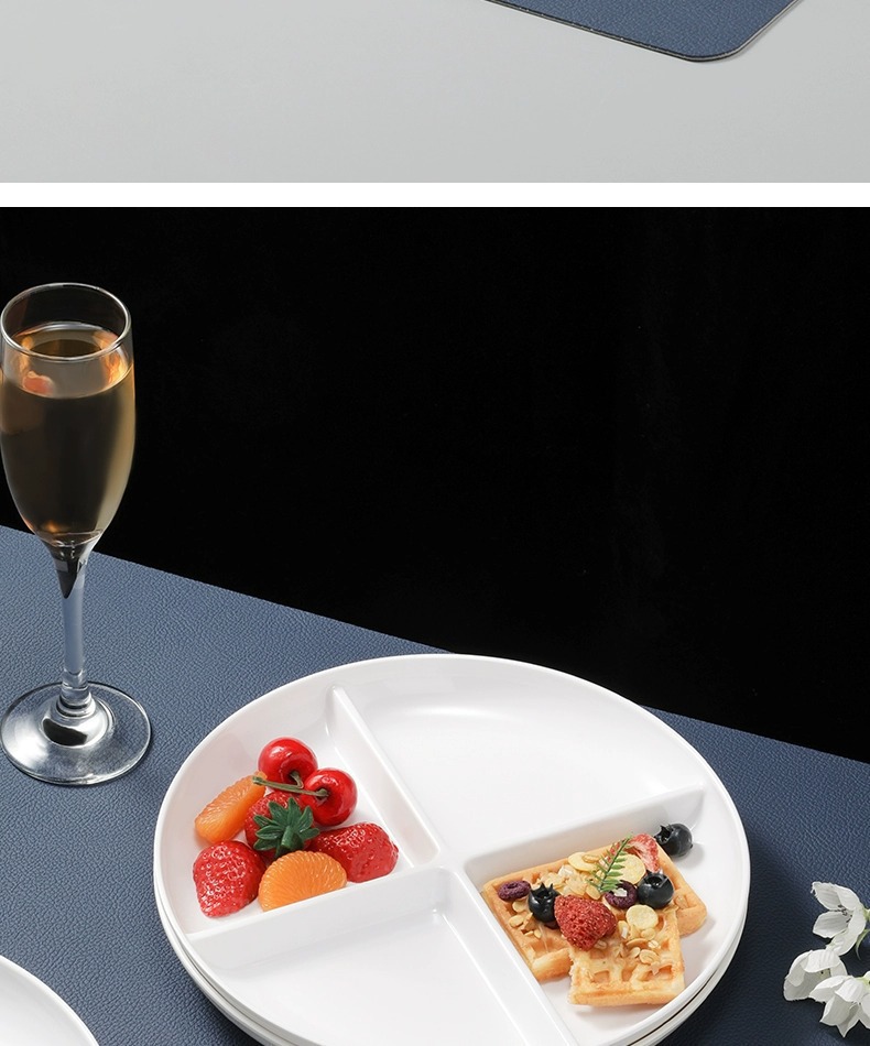 白色简约四格餐盘密胺餐具加厚一人食早餐定量盘子分隔盘分格餐盘详情18