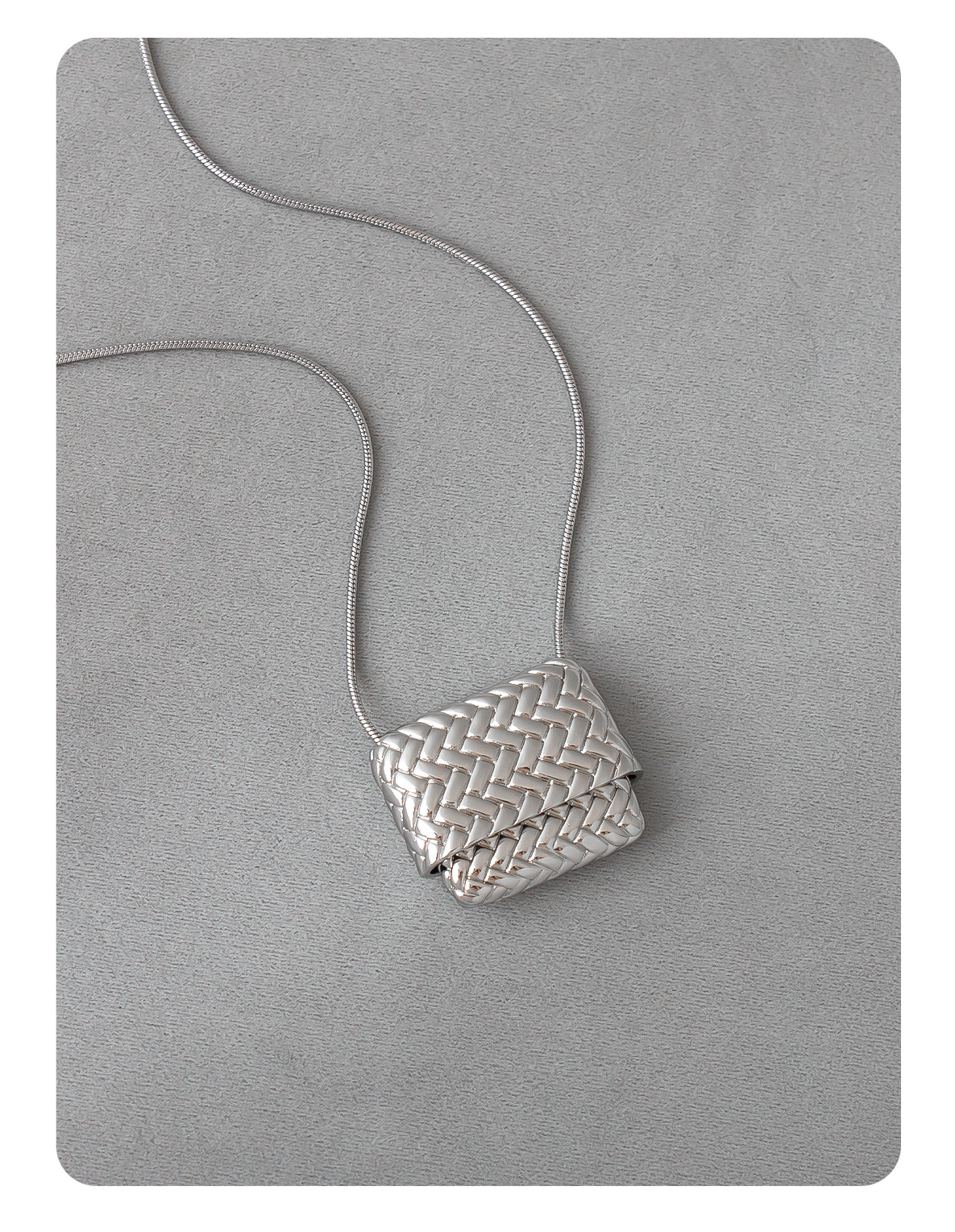 编织包包长款项链 HABI同款中古配饰时髦银色编织包包吊坠毛衣链详情4