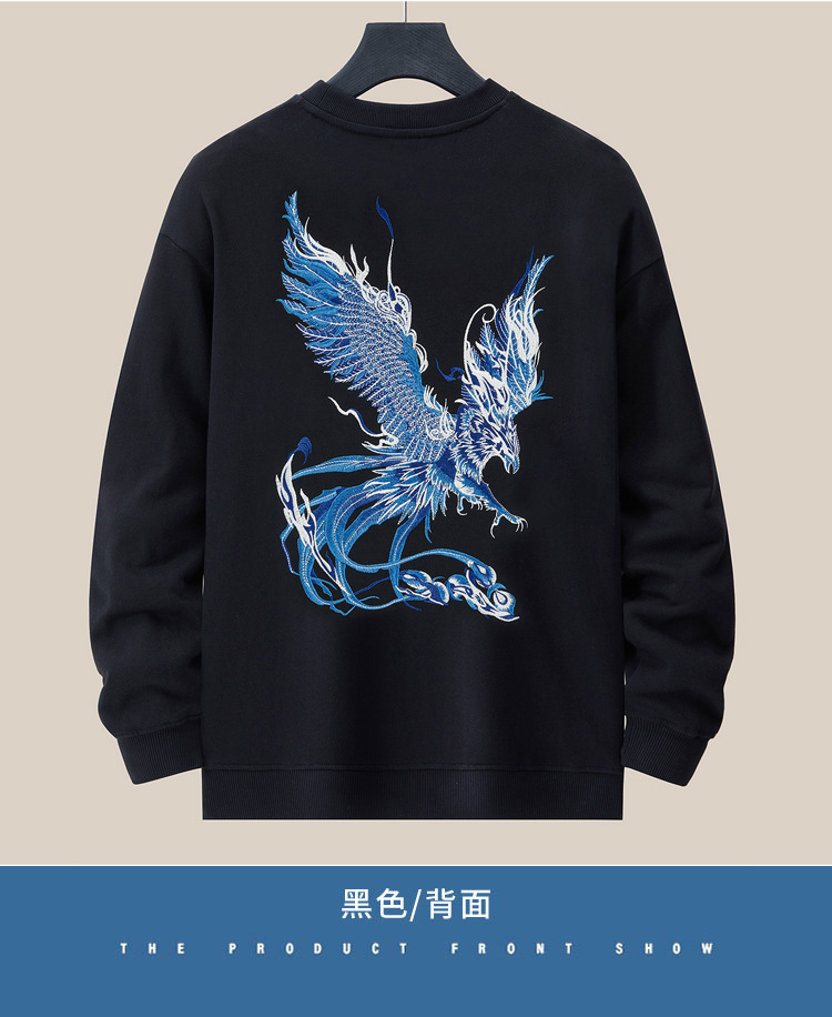 360g otoño invierno nuevo hombre cuello redondo sudadera país de la moda holgada tamaño grande moda marca de moda bordado algodón manga larga top pic 10