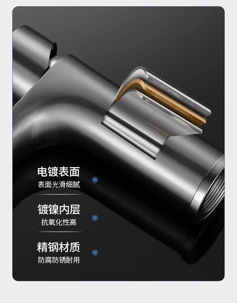 Household faucet, gun ash washbasin, stainless steel cold and hot bathroom washbasin, washbasin, washbasin, faucet pic 12