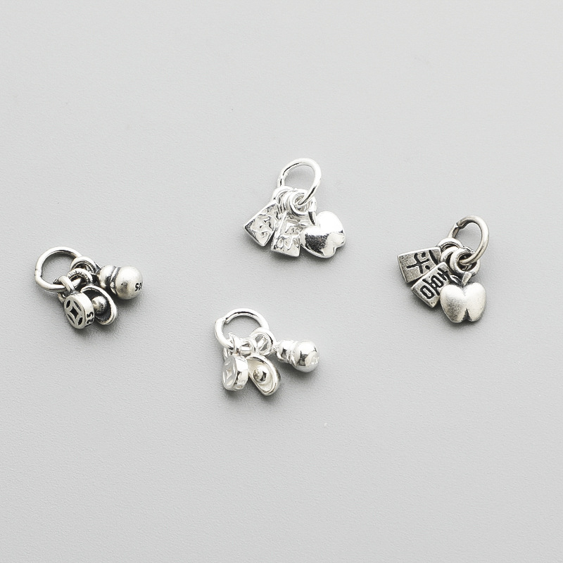 S925 sterling silver Thai Silver Peace and Happiness Pendant DIY beaded rope bracelet Necklace Money and Fortune Pendant accessory pic 2