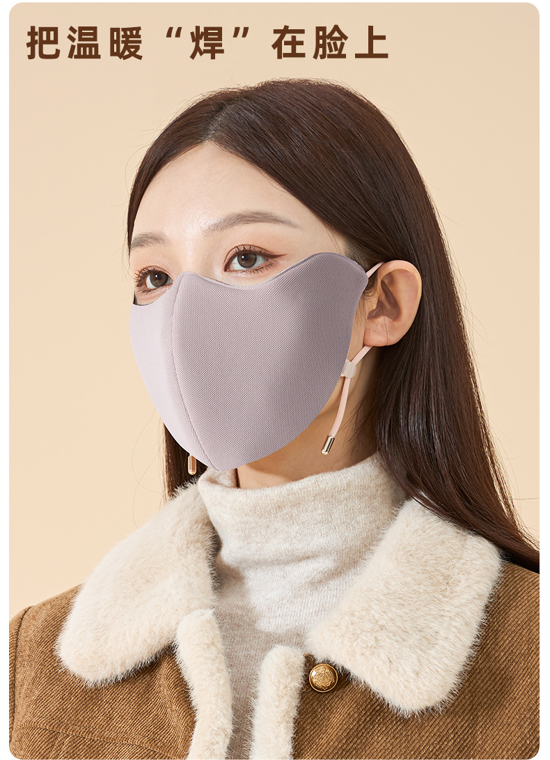 秋冬新品5D立体海绵保暖口罩骑行防风透气防寒加绒加厚脸罩面罩女详情8
