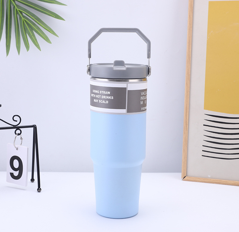 跨境简约大容量双层冰霸杯便携提手耐高温吸管杯汽车杯水杯保温杯详情18