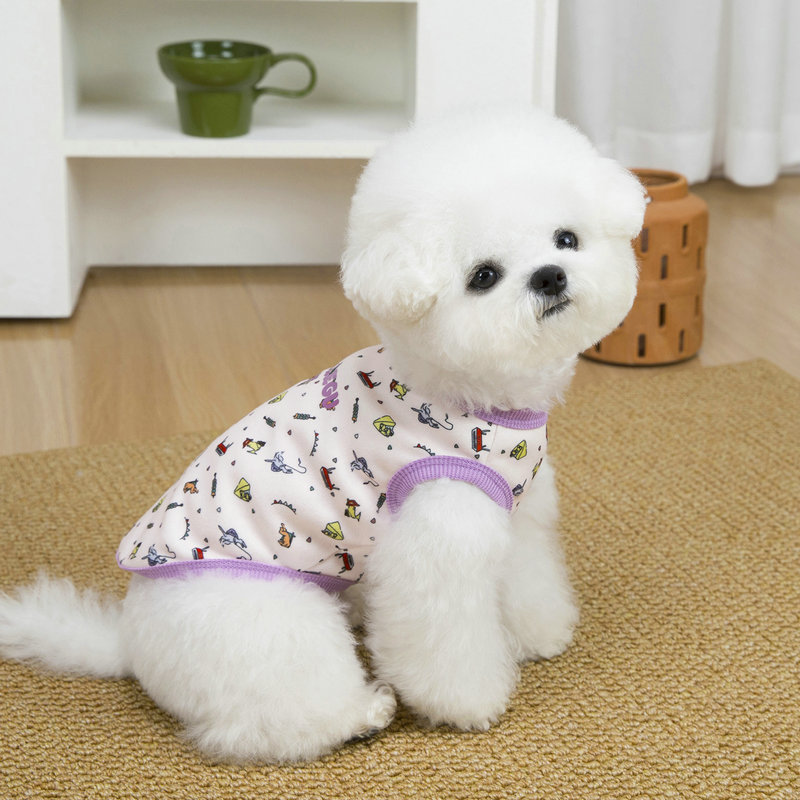 春夏宠物薄款背心 狗狗卡通印花衣服泰迪比熊博美小型犬猫咪通用详情11