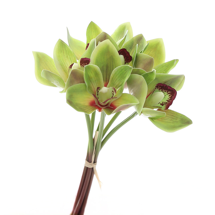 Hui LAN Flower Art: 6-head 3D printed hand-held fabric orchid bouquet, wedding decoration, hand-held bouquet, home simulation flower art, simulation plant orchid flower accessories pic 13