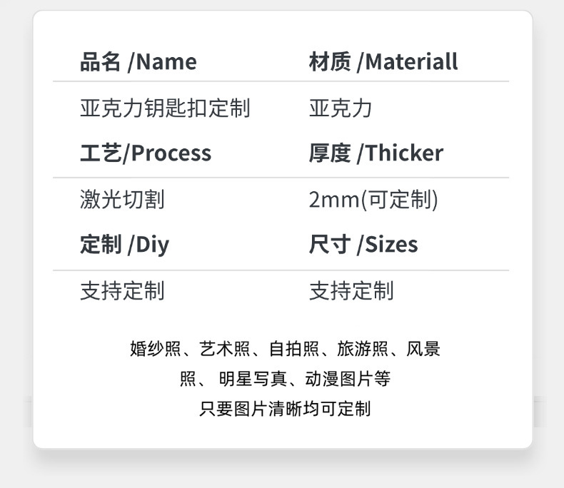 亚克力钥匙扣定 制透明滴胶卡通动漫周边立牌diy钥匙扣小挂件批发详情3