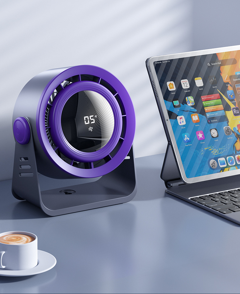 新款无叶风扇桌面风扇家用宿舍usb充电式挂壁电风扇数显循环风扇详情22