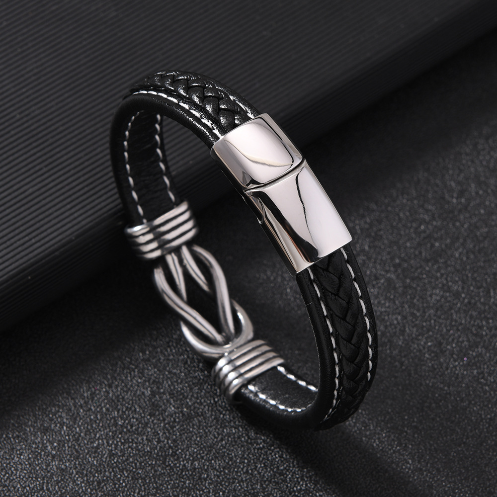 速卖通希音爆款男士手环 多层编织皮革手链时尚个性磁吸扣手链详情25