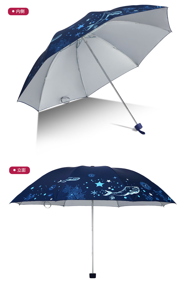 8KSG伞防晒防紫外线遮阳伞晴雨两用三折叠雨伞男女学生钢骨太详情17