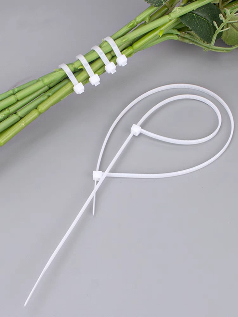 100根250自锁式尼龙扎带花束塑料固定扎带电线捆扎线束带白色扎条详情3