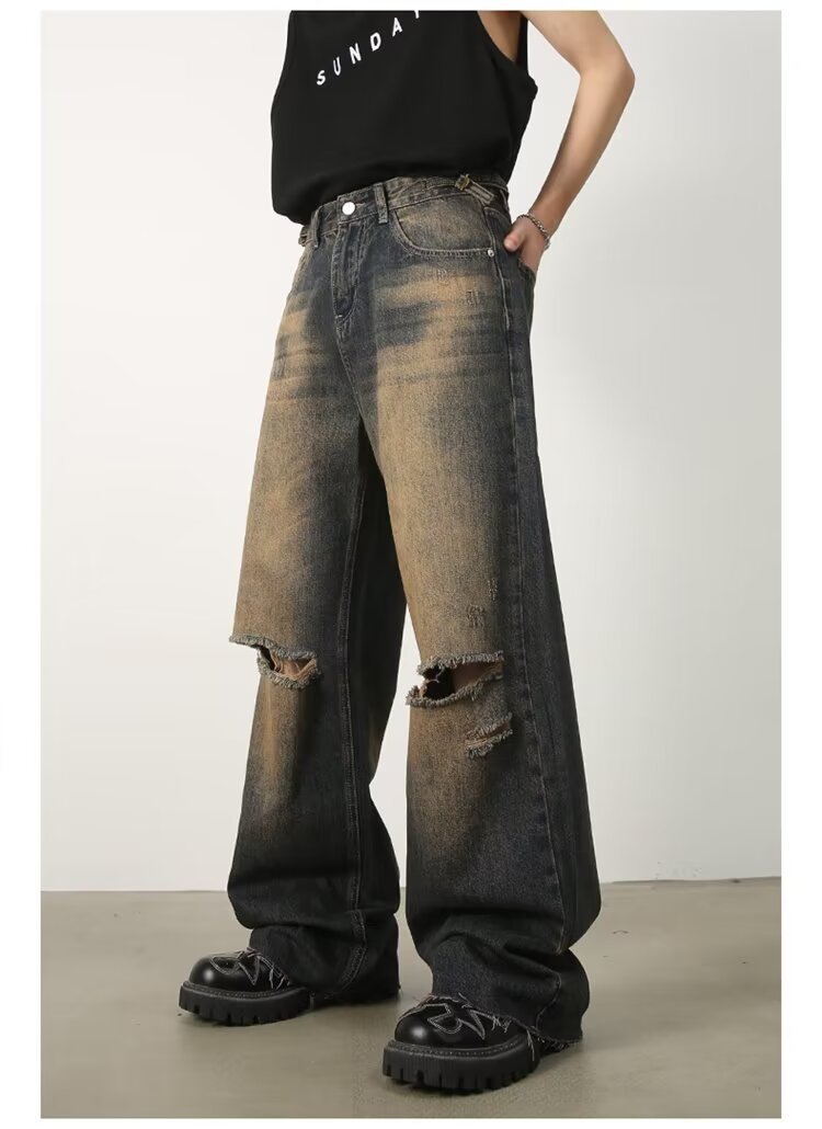 亚马逊LAZADA速卖通货源春秋水洗潮牌直筒休闲裤子男式宽松美式阔详情4