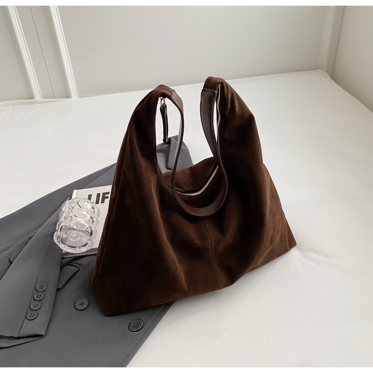 Retro matte tote bag, autumn and winter bag, commuter underarm bag, large-capacity single-shoulder tote bag, simple single-shoulder bag for women pic 21