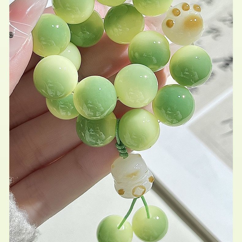 花前醉小青柠猫青提手串猫爪手持高颜值手链女手捻绕指柔手串手持详情5