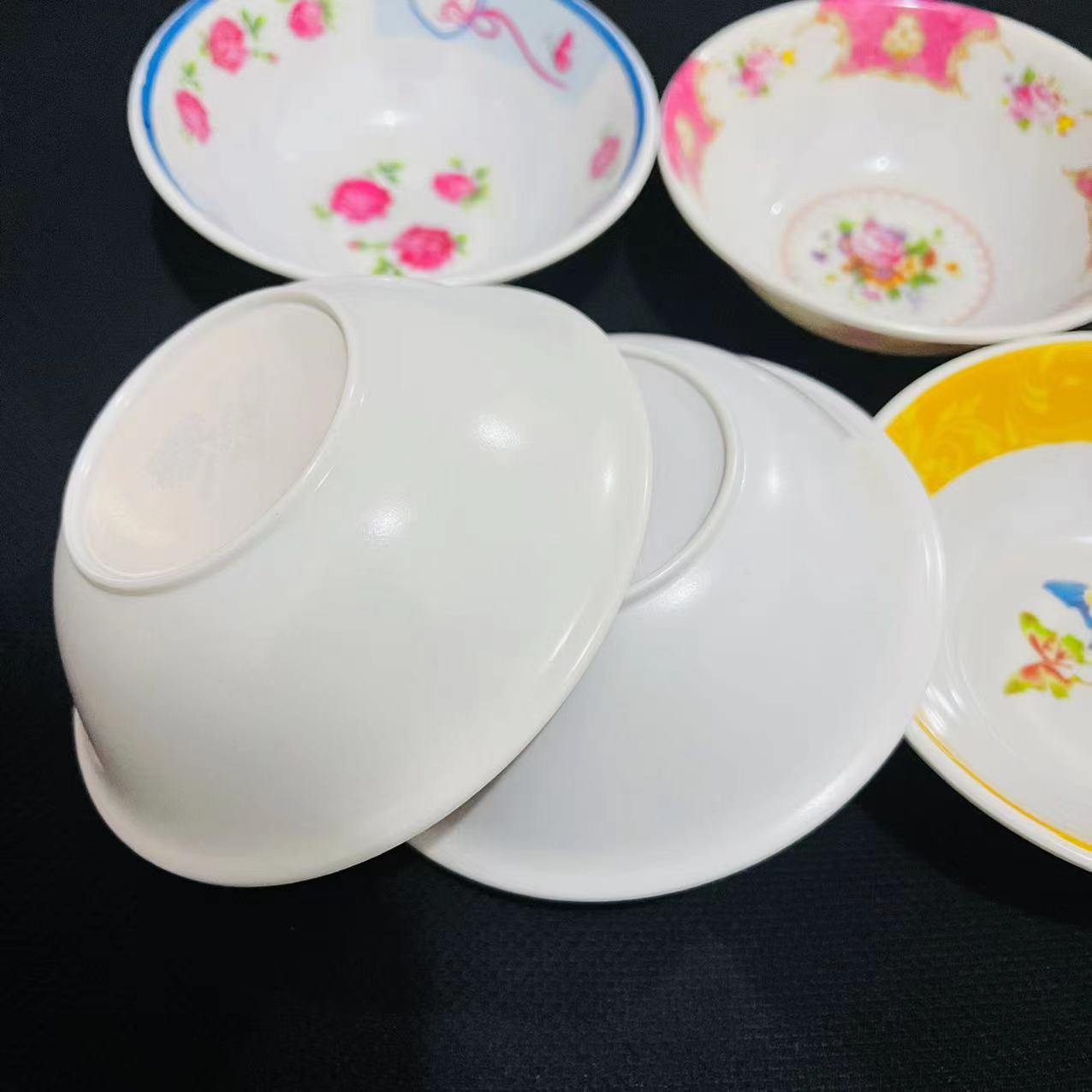 【 Zone 3-10 】9110 bowls, 12 per pack, 600 per box. 9110 one-yuan store tableware, melamine bowls, melamine bowls, white porcelain bowls with patterns, white rice bowls pic 2