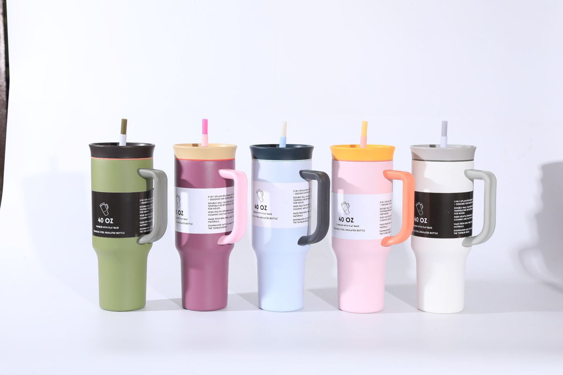 New cross-border 304 stainless steel insulated cup with handle, 40oz large capacity outdoor straw ice cube cup, daily necessities pic 1