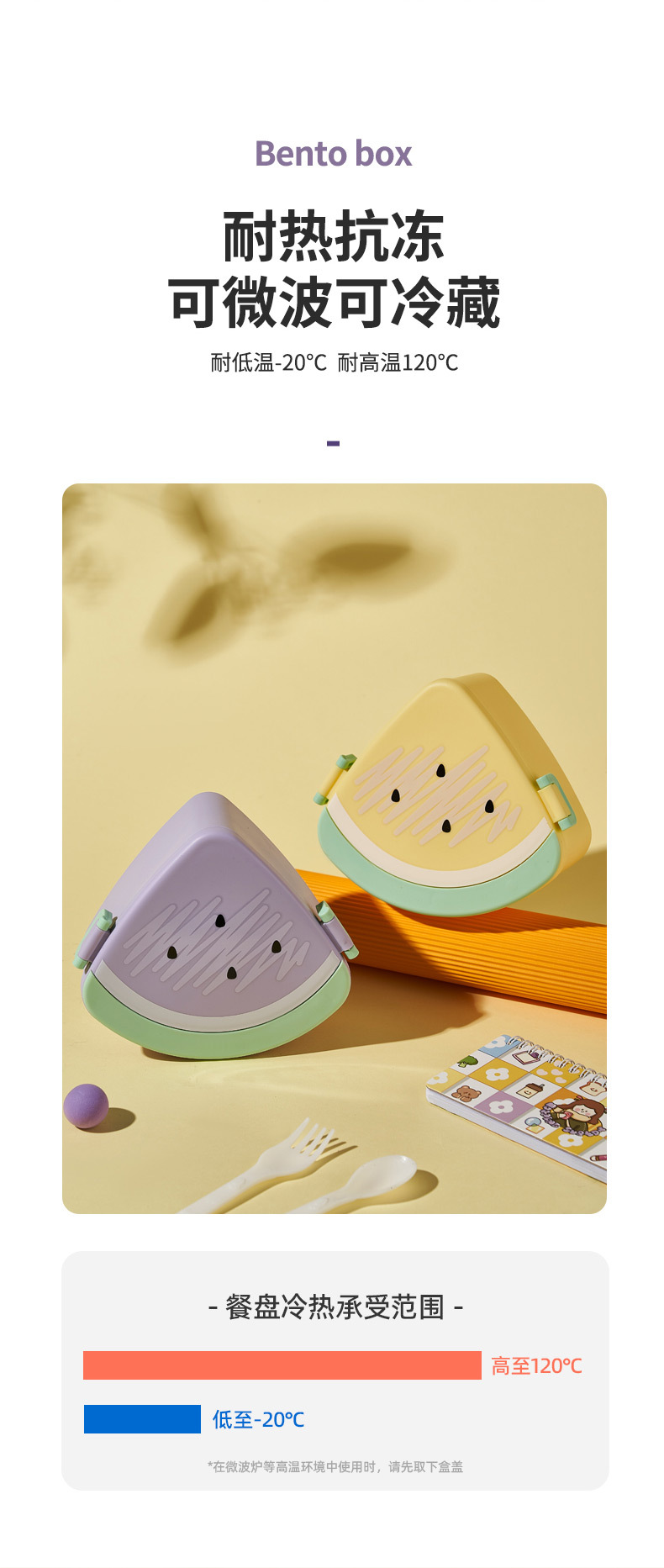 卡通分格饭盒含餐具便当盒寿司盒野餐盒学生上班族食品级午餐盒详情5