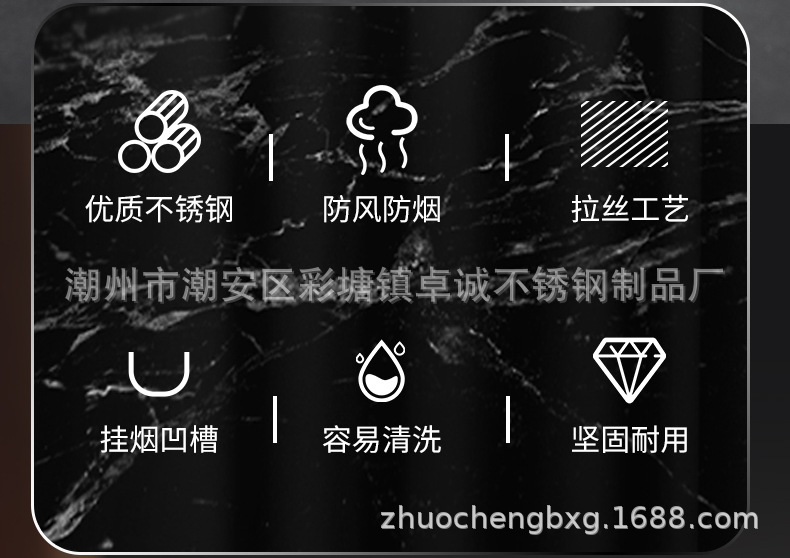 Creative extra-thick and raised stainless steel ashtray, light luxury gold, high-end black, windproof and shockproof, supports processing LOGO pic 2