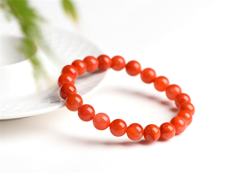 Jiuya Crystal Natural Nan Hong Agate Loose Bead Bracelet, Persimmon Red Agate Round Bead Bracelet Factory Direct Sales pic 11