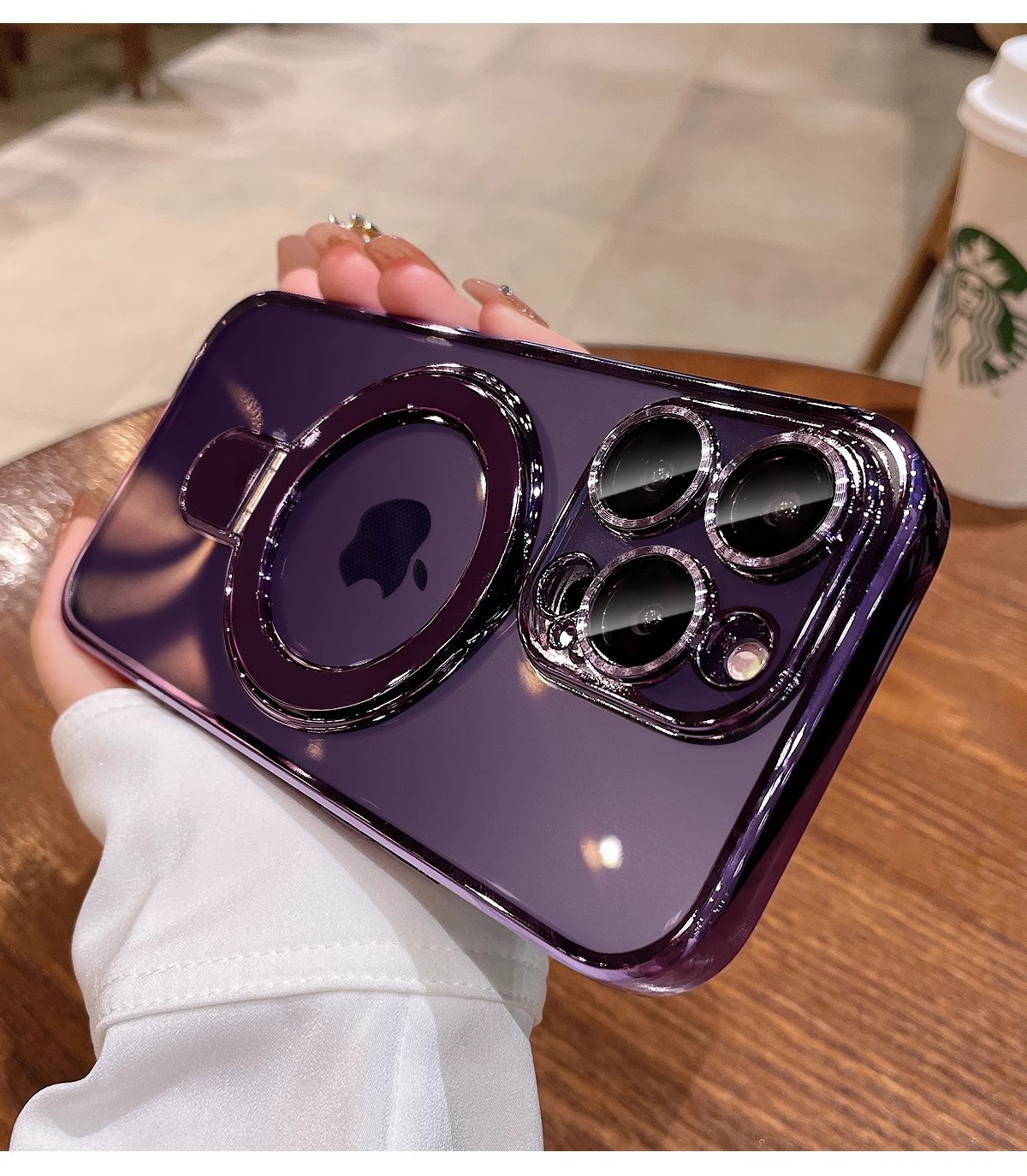 Magnetic support point bracket is suitable for iphone16promax phone cases and transparent anti-drop electroplated protective cases for Apple 15 pic 12