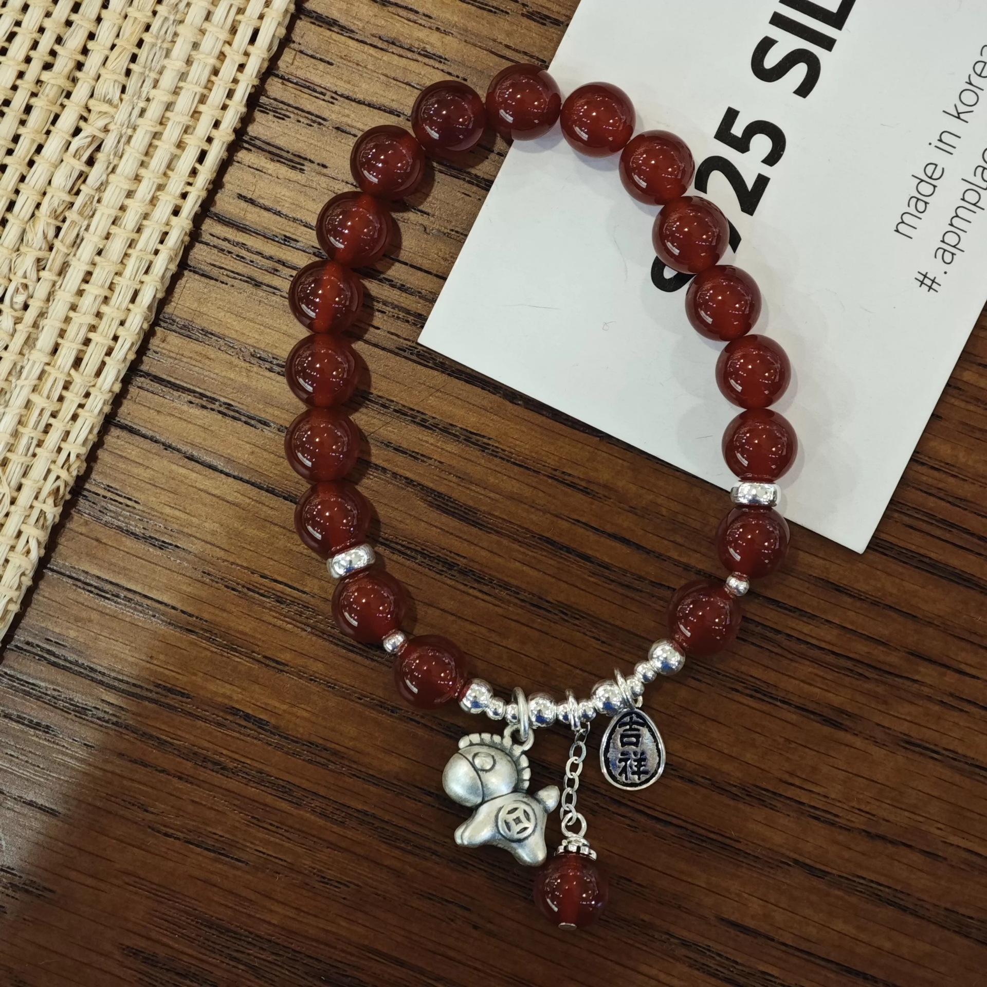 S925 sterling silver 12.4 red agate bracelet for women, new Chinese-style niche design sense, auspicious and lucky bracelet, national trend pic 3