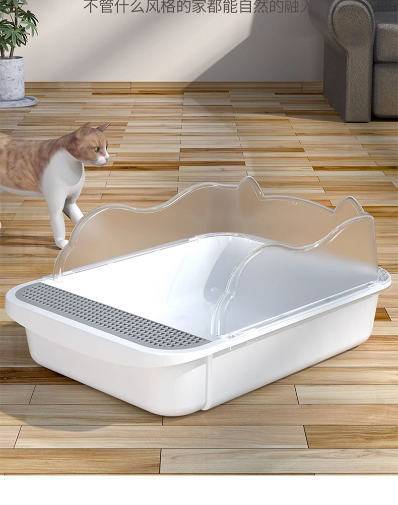 Pet supplies: Extra-large open anti-splash cat toilet, extra-large cat litter box, semi-enclosed cat litter box pic 14