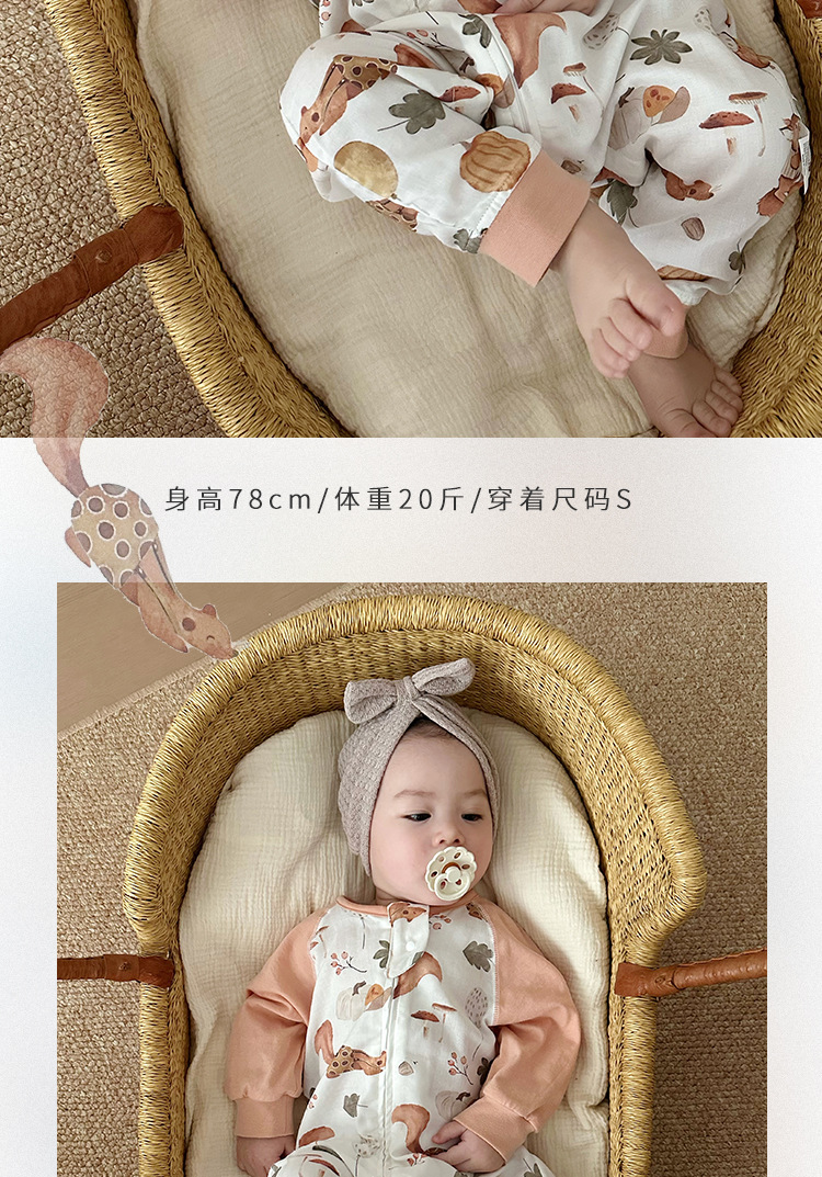 春夏婴儿分腿睡袋竹棉双层透气防踢被新生儿长袖拼接四季通用薄款详情1
