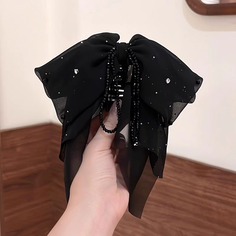 法式缎面蝴蝶结花苞抓夹女后脑勺蓬松显发量马尾夹高级感气质发夹详情30