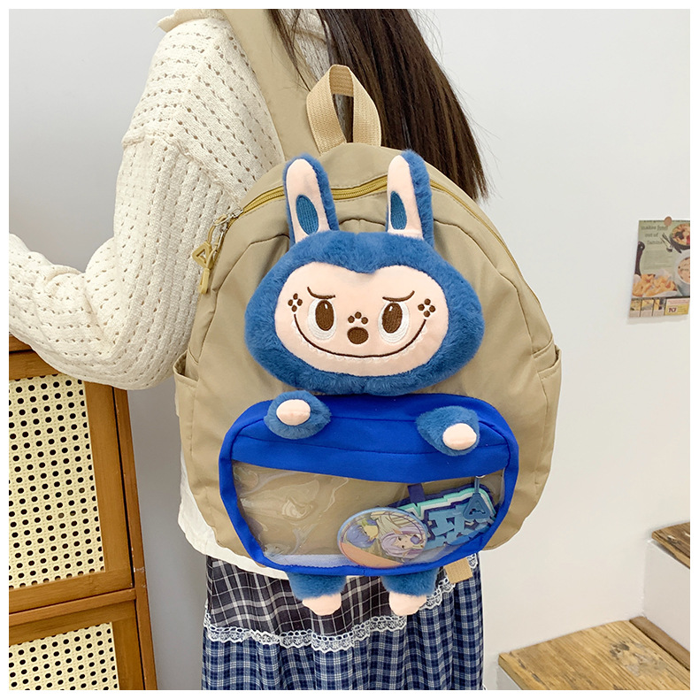 可爱拉布布少女双肩包新款卡通创意玩偶背包萌趣软妹休闲学生书包详情14