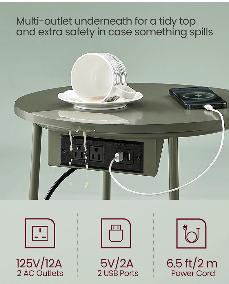 The high-end pink, white and green coffee table beside the tea table is equipped with a storage basket for storage. It is a multi-functional tea table with a charging socket pic 3