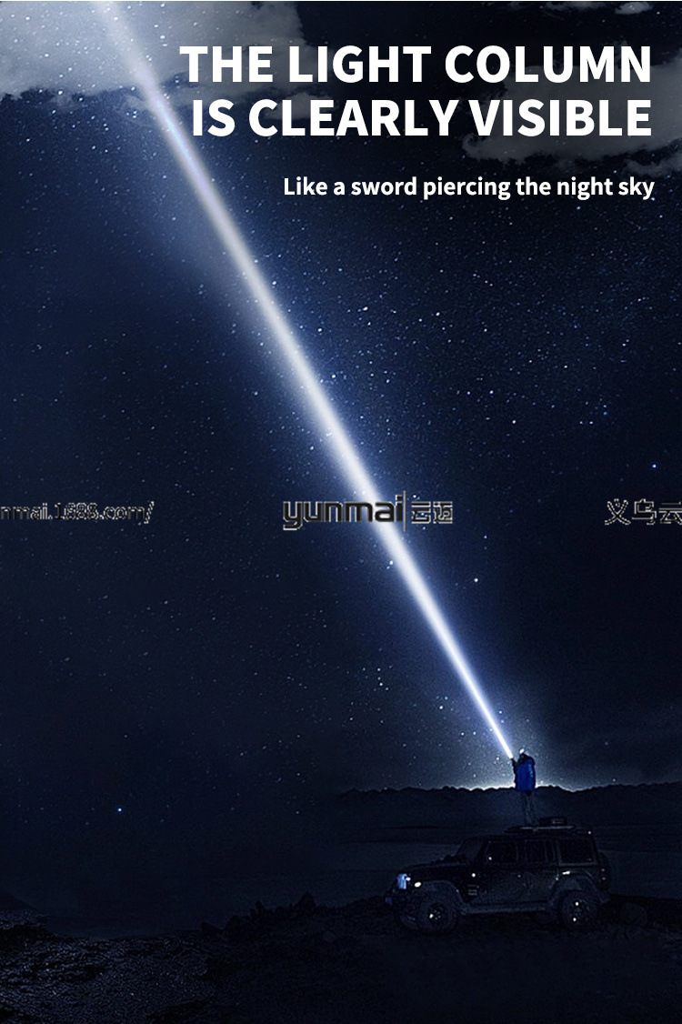 亚马逊新款数显白激光手电筒可透光荧光条带输出强光远射理发器多功能照明工具详情15