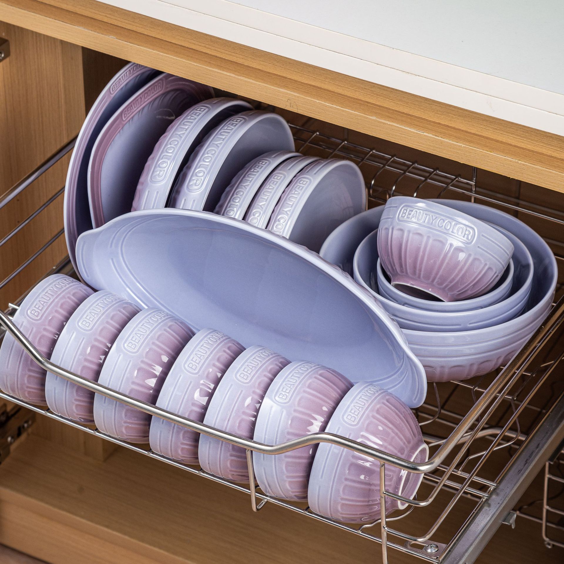 渐变紫北欧高颜值碗盘套装家用陶瓷米饭碗圆盘汤碗乔迁高级感餐具详情4