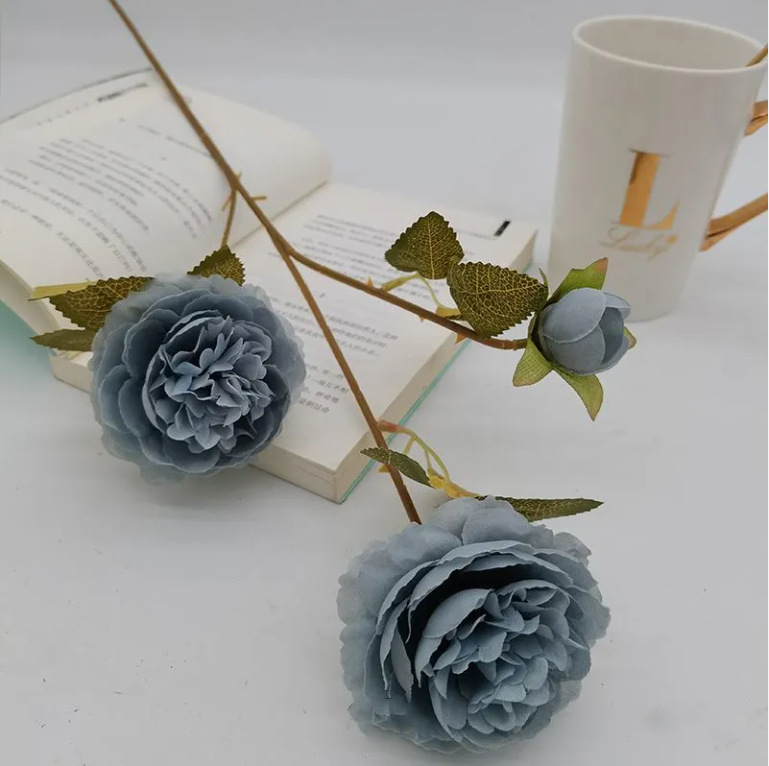 3头洋牡丹玫瑰情人节婚庆婚礼插花装饰商场酒店布置假花外贸批发详情13