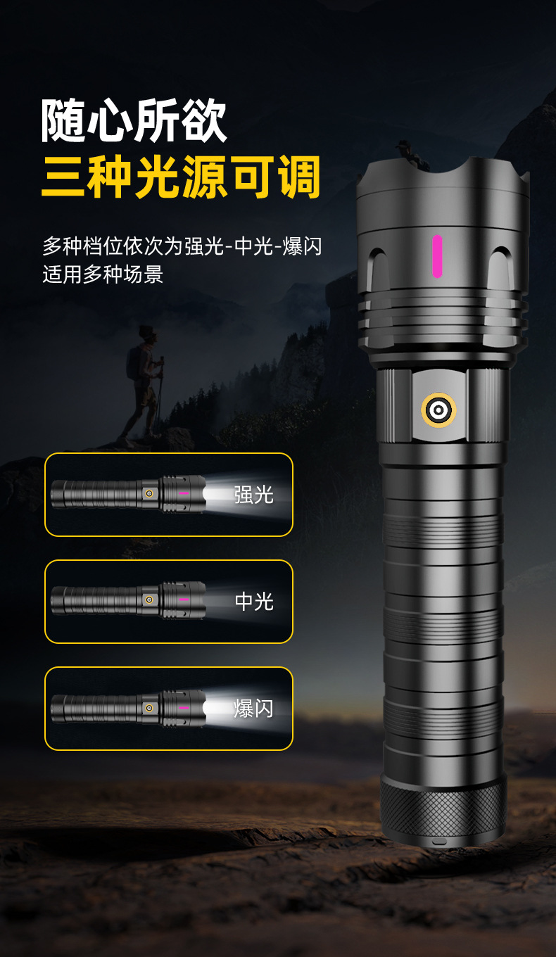 Wholesale of cross-border high-power long-range laser cannon flashlight charging LED strong light clear laser portable lamp pic 7