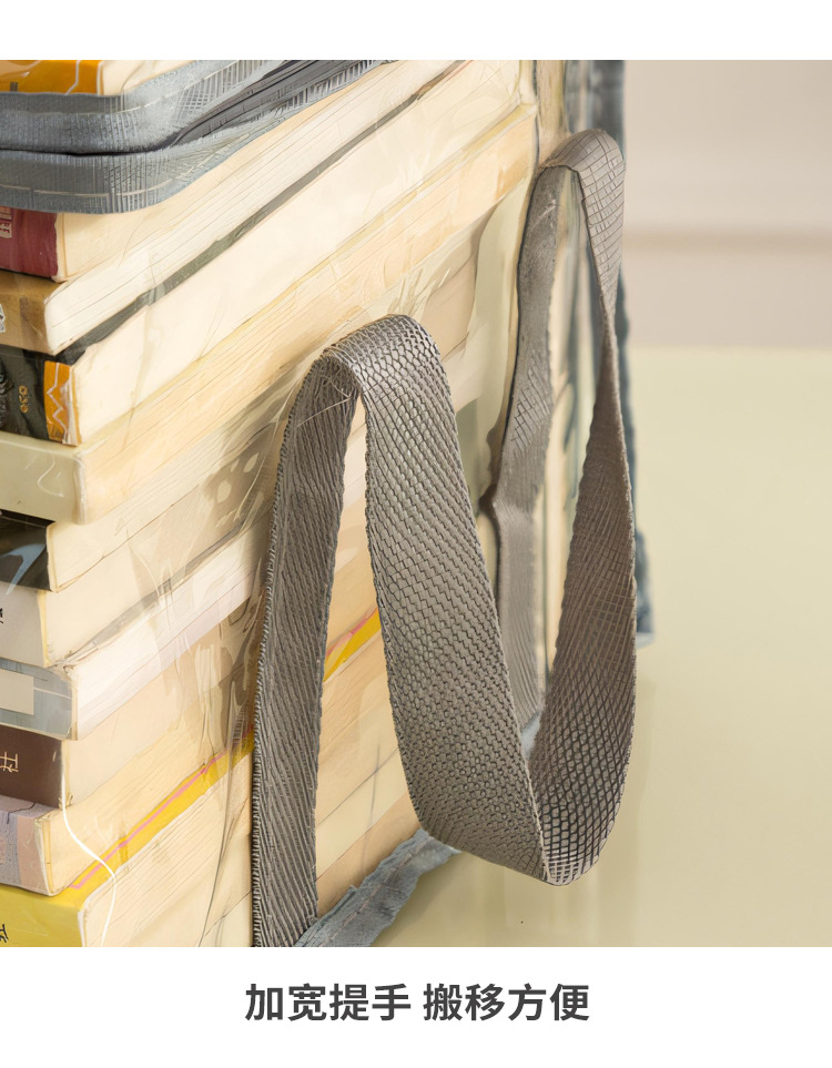 Student book storage box, transparent dust-proof cartoon book organization bag, hand-held toy book storage bag with lid pic 7