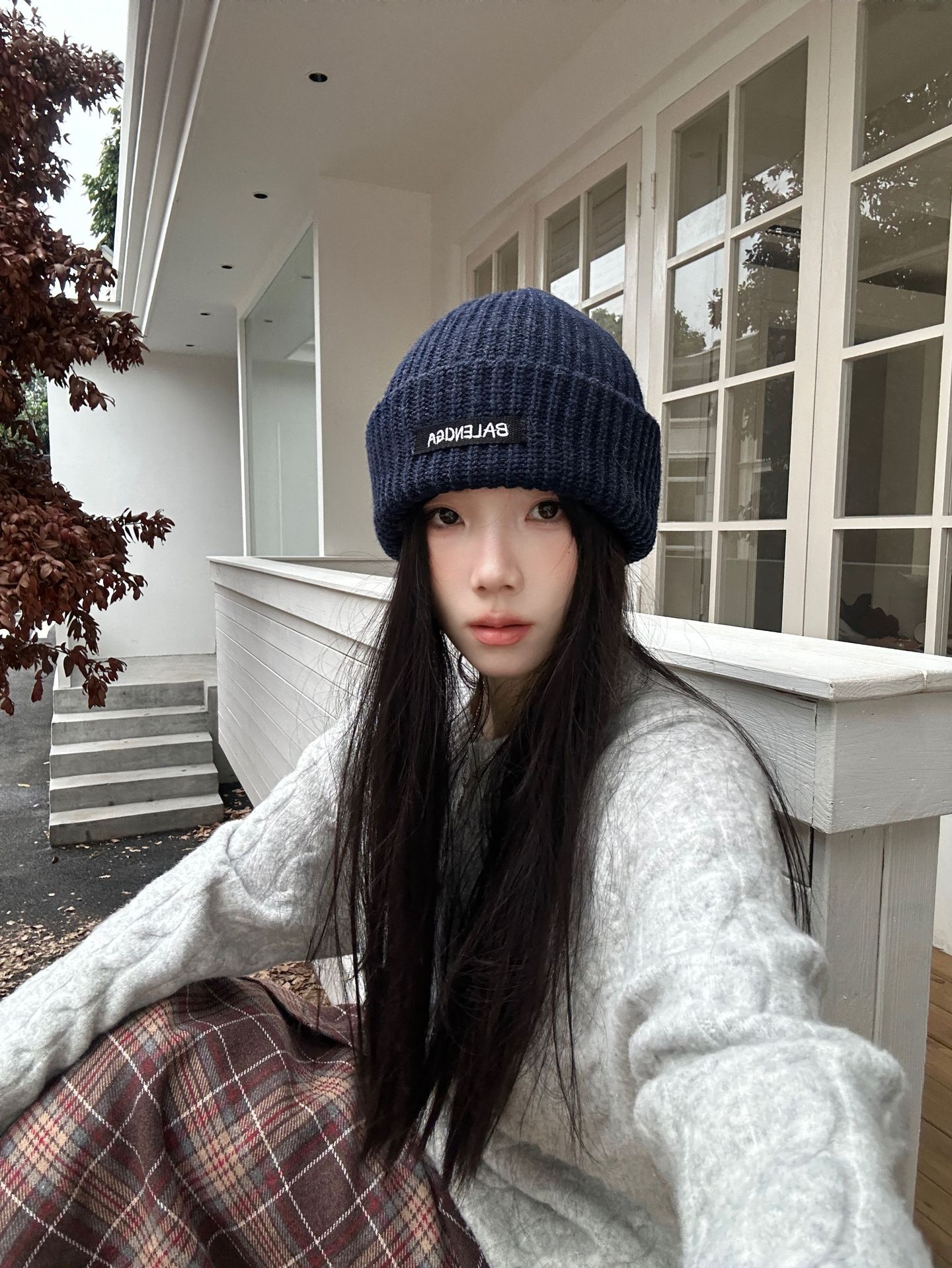 Autumn and winter versatile fabric label knitted cap, thickened headband to show off face, small woolen cap for cold protection and warmth, ear-protecting headband, cold cap pic 8